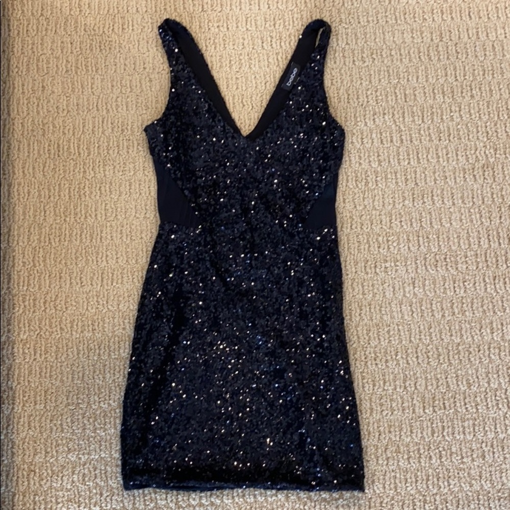 Bebe black sequin dress SZ XXS